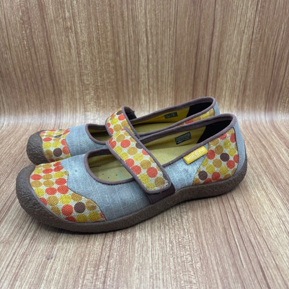 Keen Harvest Mary Jane Flats Gray Polka Dot Womens 10 Canvas Hook Loop Shoes - Picture 4 of 8